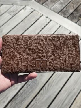 Vintage Renoma Paris Brown Pebbled Leather Long Wallet